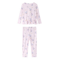 安奈儿童装女童睡衣套装2020夏季新款莫代尔中大童家居服套装薄款粉蓝花