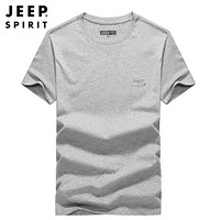 吉普JEEP T恤男短袖休闲潮韩版圆领宽松半袖2020春夏中青年打底小衫上衣男装 XY0137 灰色 XL