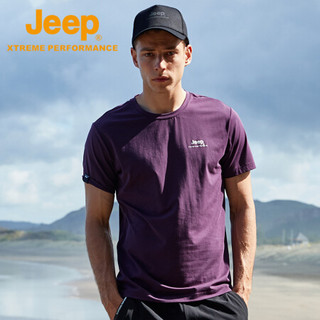 Jeep吉普短袖t恤男 户外运动透气干爽休闲百搭清凉套头圆领速干短袖男 4575 紫色 2XL