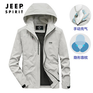 吉普JEEP 夹克男中青年连帽2020年春秋外套男休闲上衣男装 XY0193 卡其 XL