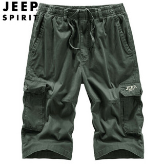 吉普 JEEP短裤男士宽松薄款2020夏季多口袋男装五分裤休闲工装裤 16831 军色 XL