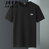 吉普 JEEP 男装短袖t恤男宽松2020夏季薄款圆领短袖男士休闲上衣20MB562TS9353 黑色 3XL