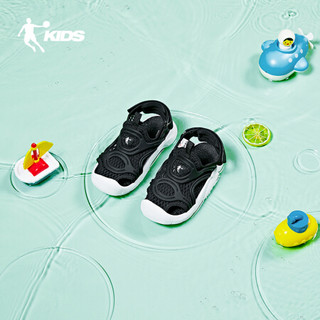乔丹（QIAODAN）童鞋男童包头凉鞋夏季软底小童透气防滑儿童沙滩凉鞋 QM0210803黑色/白色30