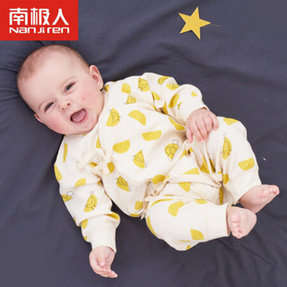 南极人（Nanjiren）新生婴儿宝宝连体衣爬服系带纯棉卡通蝴蝶衣 黄色小鸭 66（适合3-6月宝宝）