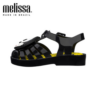 mini melissa梅丽莎2020春夏新品鞋头包裹搭扣卡通小童凉鞋32675 黑色/黄色/白色 10