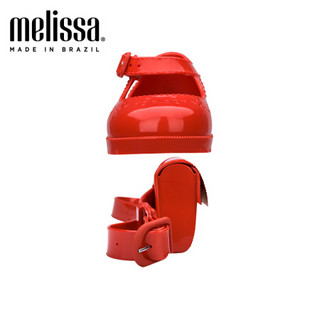 melissa梅丽莎2020春夏新品条带搭扣露脚背附挎包小童休闲鞋32697 红色 10