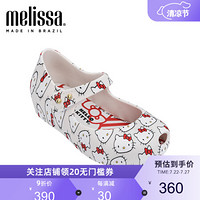 mini melissa梅丽莎卡通凯蒂印花儿童平底单鞋凉鞋 白色/红色 内长13.5cm