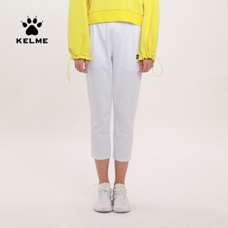 KELME/卡尔美 2020夏季新款纯色锥形八分裤女松紧腰休闲运动裤子 白色 S/155