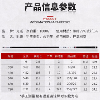 GW 光威 影峰休闲版28调 台钓竿4.5米+礼包