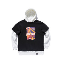 PONY卫衣波尼男女运动服秋冬款中性连帽运动假两件纯棉休闲套衫上衣84U2HA59 白色 XS(165/88A)