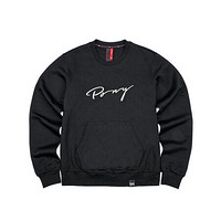 PONY卫衣波尼男女款运动服2019秋冬圆领时尚潮流运动上衣93W2GS56 黑色(女) S