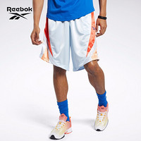 Reebok锐步 运动经典CL FS TWIN VECTOR 男子亮面拼色五分裤FJ3170 FK2739_蓝色/橙色/红色 A/M