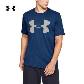 安德玛官方UA Big Logo运动短袖T恤男女同款Under Armour1351617 蓝色449 男码M/女码L