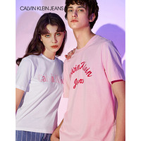 CK JEANS 2020春夏款 女装纯棉Logo短袖T恤J213207 YAF-白色 L