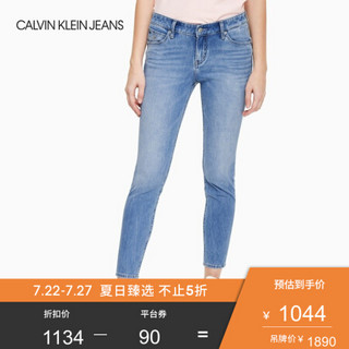 CK JEANS 2020春夏款女装 简约合体紧身版牛仔裤CKJ022J213405 1AA-蓝色 28