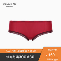 CK UNDERWEAR经典款 女士Logo花边三角性感内裤 D3448 ZB7-深红色 XS