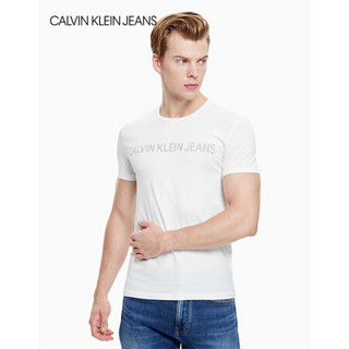 CK JEANS   春夏 男装 棉混纺印花圆领潮流短袖T恤 J312160 112-白色 S