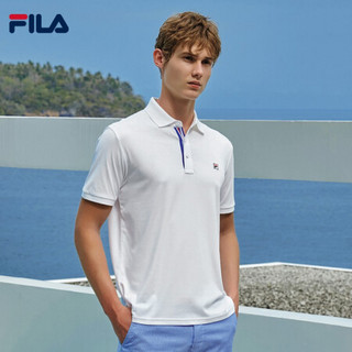 FILA 斐乐官方 男子针织短袖POLO衫2020夏季新款运动休闲POLO男 标准白-WT 190/108A/XXXL