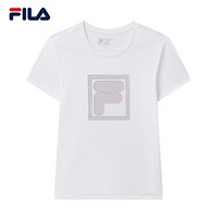 FILA 斐乐官方短袖T恤女子 2020夏季新款简约运动休闲镶钻半袖衫 标准白-WT 170/88A/L