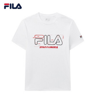 FILA 斐乐官方 男子短袖T恤 2020夏季新款时尚印花运动棉质休闲服 标准白-WT 170/92A/M