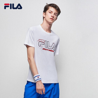 FILA 斐乐官方 男子短袖T恤 2020夏季新款时尚印花运动棉质休闲服 标准白-WT 170/92A/M