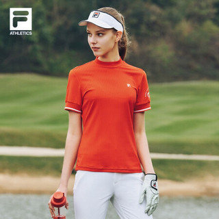 FILA ATHLETICS 斐乐 女子短袖T恤 2020夏季新款GOLF系列针织衫 火红-RD 160/80A/S