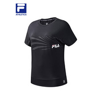 FILA ATHLETICS 斐乐 女子短袖T恤 2020春夏新款专业舒适跑步T恤 深黑-BK 175/92A/XL