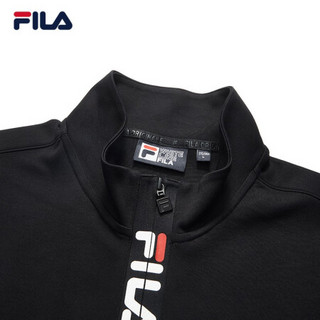 FILA 斐乐官方 男子外套 2020秋季新款运动休闲立领针织长袖外套上衣男 正黑色-BK 165/88A/S