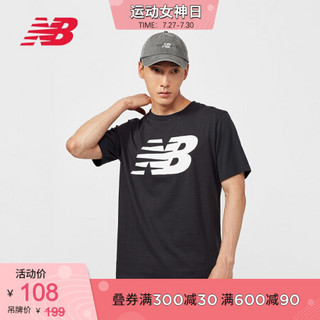 New Balance NB官方2020新款男款针织上衣MT01984简约经典T恤 BK MT01984 L