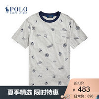 Ralph Lauren/拉夫劳伦男童 2020年春季学院风棉质平纹针织T恤33218 020-灰色 M