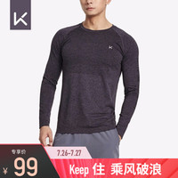 Keep男子 Coolmax 修身速干训练长袖上衣 吸湿透气 防汗(K191SS-T002) 黑花灰 XL