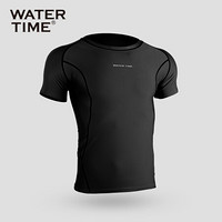 WATERTIME/蛙咚 潜水服男长袖防晒游泳衣上衣防水母服速干漂流浮潜专业冲浪服 黑色短袖 M