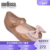 mini Melissa梅丽莎春夏蝴蝶结鱼嘴透气小童女凉鞋31652 闪粉色/粉色 5