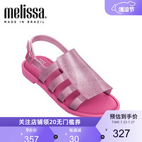 melissa梅丽莎子款条带拼接搭扣时尚儿童中童凉鞋 亮粉色 内长21.5cm