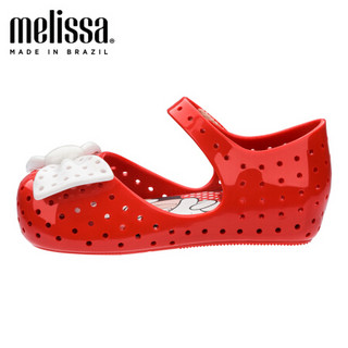 mini melissa梅丽莎春夏Furadinha+Minnie合作款蝴蝶结小童凉鞋32459 红色/白色 内长13.5cm