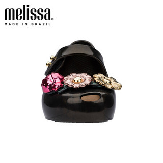 mini Melissa梅丽莎春季花朵小童鱼嘴魔术贴凉鞋32439 暗金色 内长11.5cm