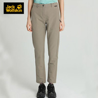 Jack Wolfskin/狼爪官方女士春季新款户外软壳防风不易沾水透气休闲长裤冲锋裤5519181 5519181-5110/尘褐色 42