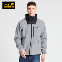 Jack Wolfskin狼爪官方男装春季新款户外运动休闲防风不易沾水软壳开衫夹克外套1306251 1306251-6046/幻影灰 XL 185/112A