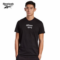 Reebok锐步 运动健身 MYT GLOBE TEE 男子夏季短袖T恤 IEW83 FQ5034_黑色/白色 A/L