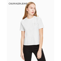 CK JEANS 2020春夏款 女装纯棉Logo短袖T恤J213932 YAF-白色 M