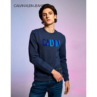 CK JEANS 经典款 男士拼色logo字母印花圆领套头卫衣 4AFKS98 496-藏青色 M