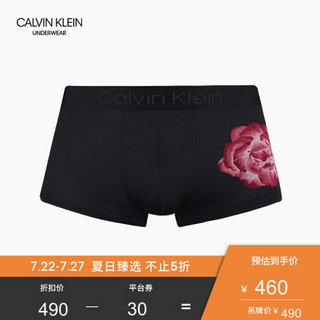 张艺兴同款CK UNDERWEAR2020春夏款男装弹力平角内裤NB2393 PB1-黑底单花 M