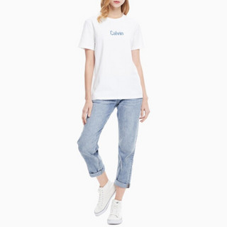 CK JEANS 2020春夏款 女装Logo圆领短袖T恤 J213847 YAF-白色 M