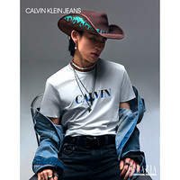 【小鬼同款】CK JEANS 2020春夏款 男装Logo圆领短袖T恤 J314497 YAF-白色 XL