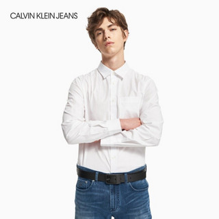 CK JEANS/ 经典款 男士双面用针扣休闲皮带HC0383B1100 001-黑色 90CM