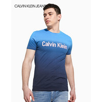 CK JEANS 2020春夏款 男装棉质Logo休闲短袖T恤 J314496 CHW-蓝色 S