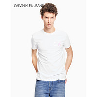 CK JEANS 2020春夏款男装 镭射塑胶贴片Logo短袖T恤J315131 YAF-白色 L