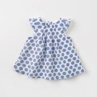 davebella戴维贝拉夏装新品儿童衣服女童连衣裙 宝宝波点裙子 蓝色波点 90cm(3Y(建议身高80-90cm))