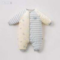 【夹棉加厚】davebella戴维贝拉 DBZ9299 冬装婴幼儿宝宝连体衣保暖长爬服 灰色小羊印花 80cm(24M(建议身高73-80cm))