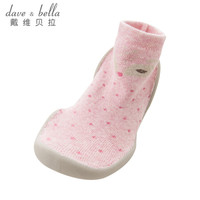 davebella戴维贝拉 DB6436 婴儿宝宝防滑地板鞋男童女童家居室内儿童拖鞋 粉色狐狸 145(鞋内长14.5cm)